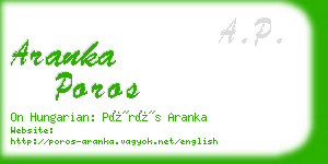 aranka poros business card